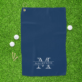 Bewerkbare kleuren Klassieke rand naam monogram Golfhanddoek