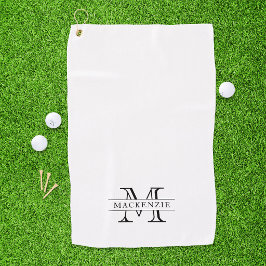 Bewerkbare kleuren Klassieke rand naam monogram Golfhanddoek