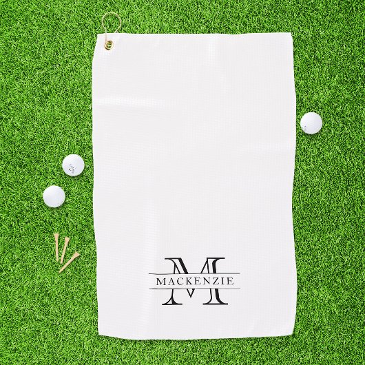 Bewerkbare kleuren Klassieke rand naam monogram Golfhanddoek