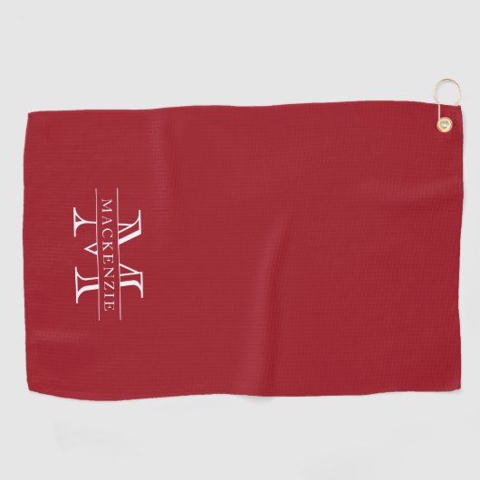 Bewerkbare kleuren Klassieke rand Naam Monogram Golfhanddoek (Horizontaal)