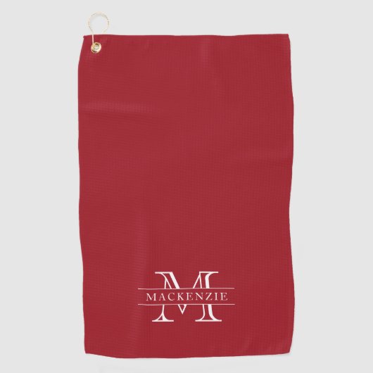 Bewerkbare kleuren Klassieke rand Naam Monogram Golfhanddoek (Voorkant)