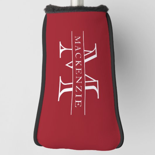 Bewerkbare kleuren Klassieke rand Naam Monogram Golfheadcover (Draai 90)