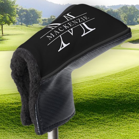 Bewerkbare kleuren Klassieke rand naam Monogram Golfheadcover