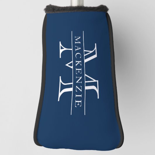 Bewerkbare kleuren Klassieke rand Naam Monogram Golfheadcover (Draai 90)