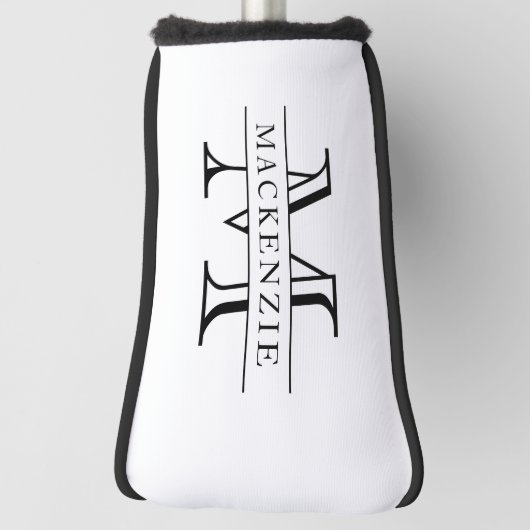 Bewerkbare kleuren Klassieke rand Naam Monogram Golfheadcover (Draai 90)