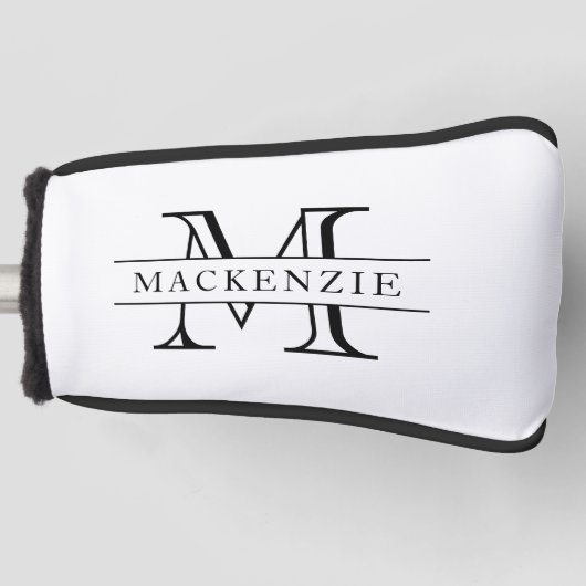 Bewerkbare kleuren Klassieke rand Naam Monogram Golfheadcover (Voorkant)