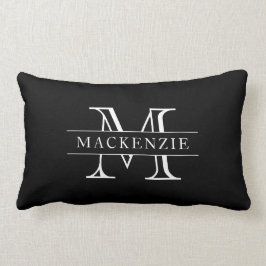 Bewerkbare kleuren Klassieke rand Naam Monogram Kussen