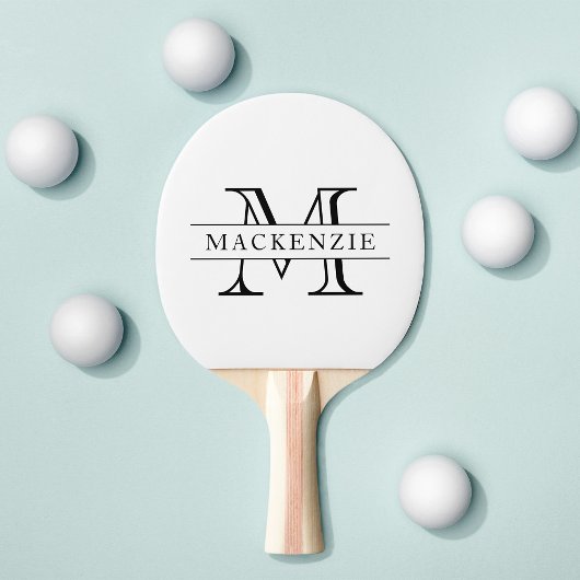 Bewerkbare kleuren Klassieke rand Naam Monogram Tafeltennisbatje