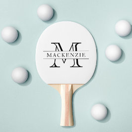 Bewerkbare kleuren Klassieke rand Naam Monogram Tafeltennisbatje
