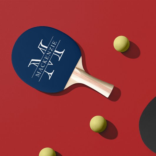 Bewerkbare kleuren Klassieke rand Naam Monogram Tafeltennisbatje