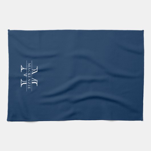 Bewerkbare kleuren Klassieke rand Naam Monogram Theedoek (Horizontaal)