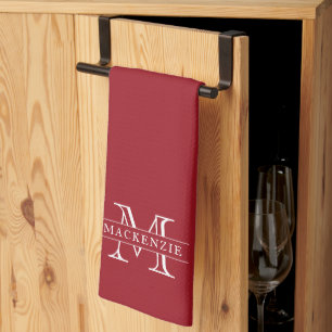 Bewerkbare kleuren Klassieke rand Naam Monogram Theedoek