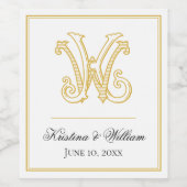 BEWERKBARE KLEUREN KW Monogram WK Monogram Label Wijn Etiket (Enkel label)