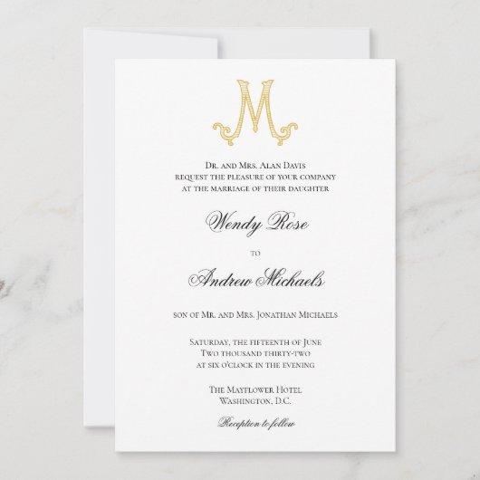 BEWERKBARE KLEUREN M Monogram M Logo Invitation Kaart (Voorkant)