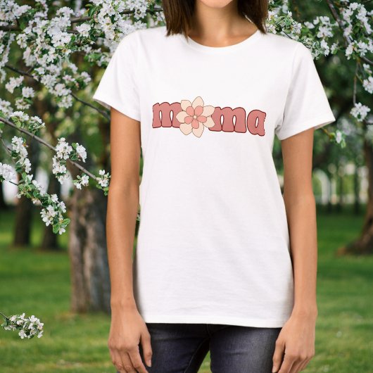 Bewerkbare Kleuren Mama met Bloem Matching Mini T-shirt