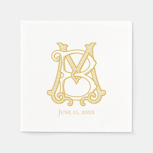 BEWERKBARE KLEUREN MB Monogram BM Monogram Servett Servet (Voorkant)