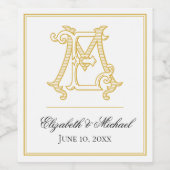 BEWERKBARE KLEUREN ME Monogram EM Monogram Label Wijn Etiket (Enkel label)
