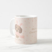 Bewerkbare kleuren Merry Christmas Dachshund Puppy Koffiemok (Voorkant links)