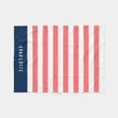 Bewerkbare kleuren met witte strepen Naam toevoege Fleece Deken (Voorkant (Horizontaal))