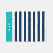 Bewerkbare kleuren met witte strepen Naam toevoege Fleece Deken (Voorkant (Horizontaal))