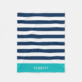 Bewerkbare kleuren met witte strepen Naam toevoege Fleece Deken