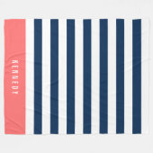 Bewerkbare kleuren met witte strepen Naam toevoege Fleece Deken (Voorkant (Horizontaal))