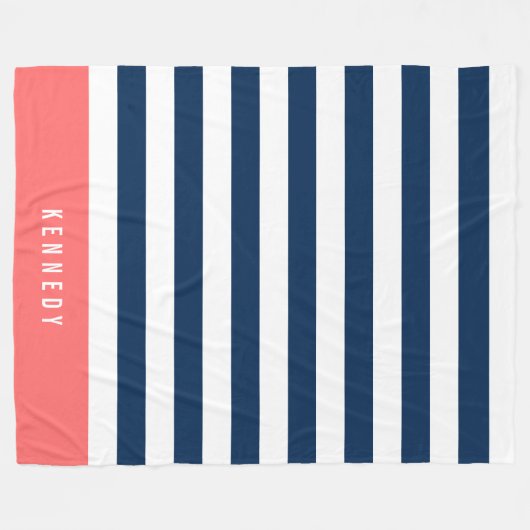 Bewerkbare kleuren met witte strepen Naam toevoege Fleece Deken (Voorkant (Horizontaal))