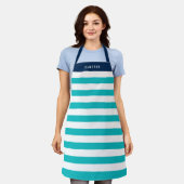 Bewerkbare kleuren met witte strepen Naam toevoege Schort (Gedragen)