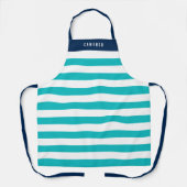 Bewerkbare kleuren met witte strepen Naam toevoege Schort (Voorkant)