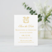 BEWERKBARE KLEUREN MG Monogram GM Monogram Uitnodi Save The Date (Staand voorkant)