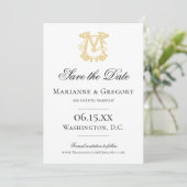 BEWERKBARE KLEUREN MG Monogram GM Monogram Uitnodi Save The Date (Staand voorkant)