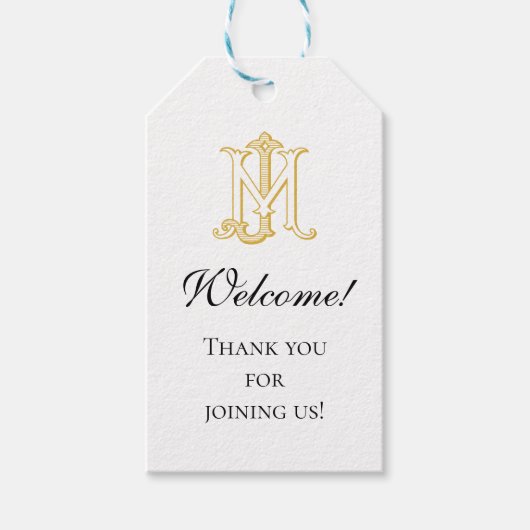 BEWERKBARE KLEUREN MJ Monogram JM Logo Cadeau Labe Cadeaulabel (Voorkant)