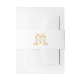 BEWERKBARE KLEUREN MM Monogram MM Crest Belly Band Uitnodigingen Wikkel