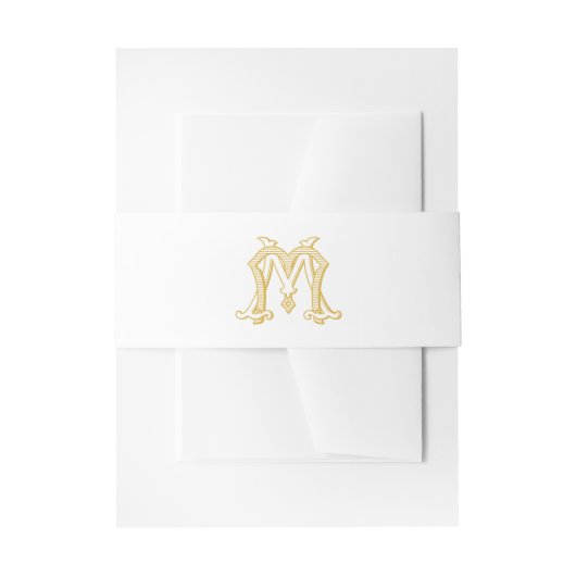 BEWERKBARE KLEUREN MM Monogram MM Crest Belly Band Uitnodigingen Wikkel (Voorkant Voorbeeld)
