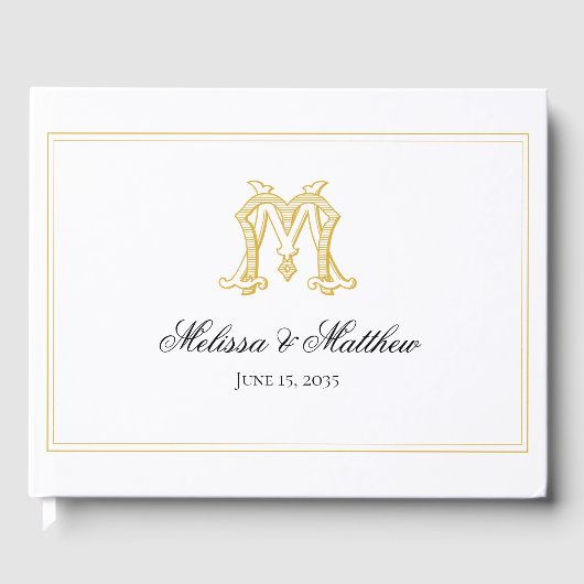 BEWERKBARE KLEUREN MM Monogram MM Crest Guest Book Gastenboek (Voorkant)