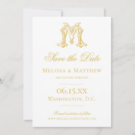 BEWERKBARE KLEUREN MM Monogram MM Crest Uitnodigin Save The Date