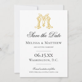 BEWERKBARE KLEUREN MM Monogram MM Crest Uitnodigin Save The Date