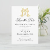 BEWERKBARE KLEUREN MM Monogram MM Crest Uitnodigin Save The Date (Staand voorkant)