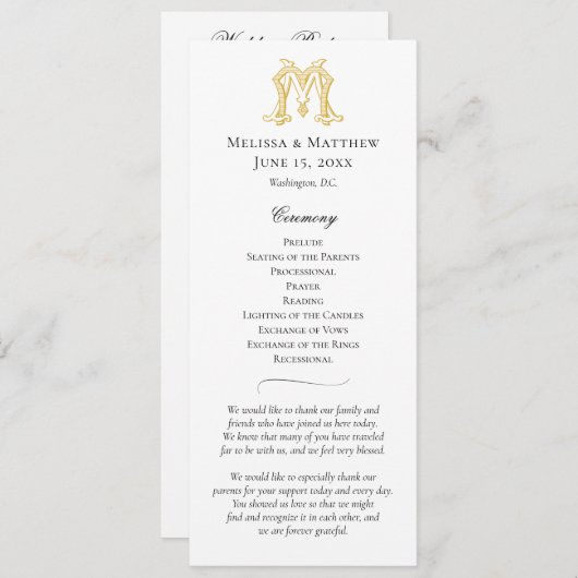 BEWERKBARE KLEUREN MM Monogram MM Logo Programma Programmakaart (Voorkant / Achterkant)