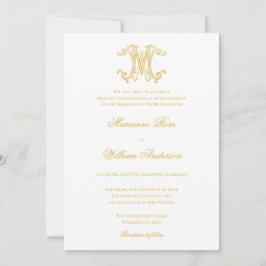 BEWERKBARE KLEUREN MW Monogram WM Logo Invitation Kaart