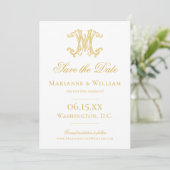 BEWERKBARE KLEUREN MW Monogram WM Monogram uitnodi Save The Date (Staand voorkant)