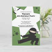 BEWERKBARE KLEUREN! Ninja verjaardagsfeestje uitno Kaart (Staand voorkant)