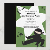 BEWERKBARE KLEUREN! Ninja verjaardagsfeestje uitno Kaart (Voorkant / Achterkant)