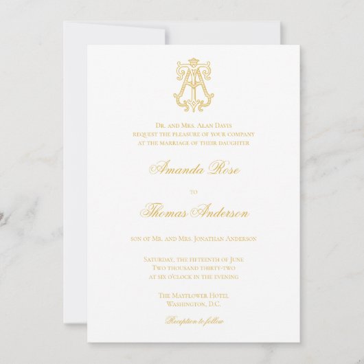 BEWERKBARE KLEUREN OP Monogram TA Logo Invitation Kaart (Voorkant)