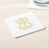 BEWERKBARE KLEUREN OP Monogram TA Logo Party Onder Kartonnen Onderzetters (Schuin)