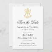 BEWERKBARE KLEUREN OP Monogram TA Monogram uitnodi Save The Date (Voorkant)