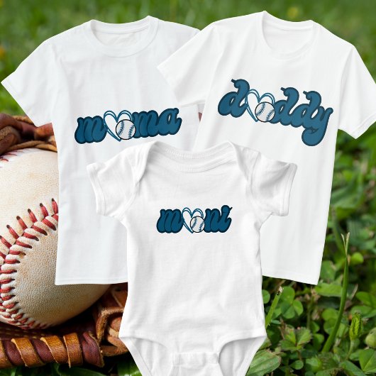 Bewerkbare Kleuren Papa Liefde Baseball Matching T-shirt