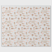 Bewerkbare Kleuren Roze Kerstmis Dachshund met Naa Cadeaupapier (Vlak)