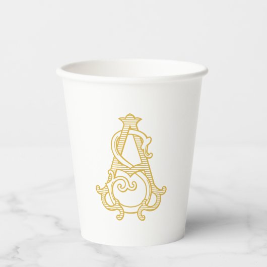 BEWERKBARE KLEUREN SA Monogram ALS Monogram Cups Papieren Bekers (Voorkant)