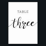 Bewerkbare kleuren Schattige hart script drie brui Kaart<br><div class="desc">Schattigee en eenvoudige bewerkbare kleuren tabel nummer kaart 'Drie'</div>